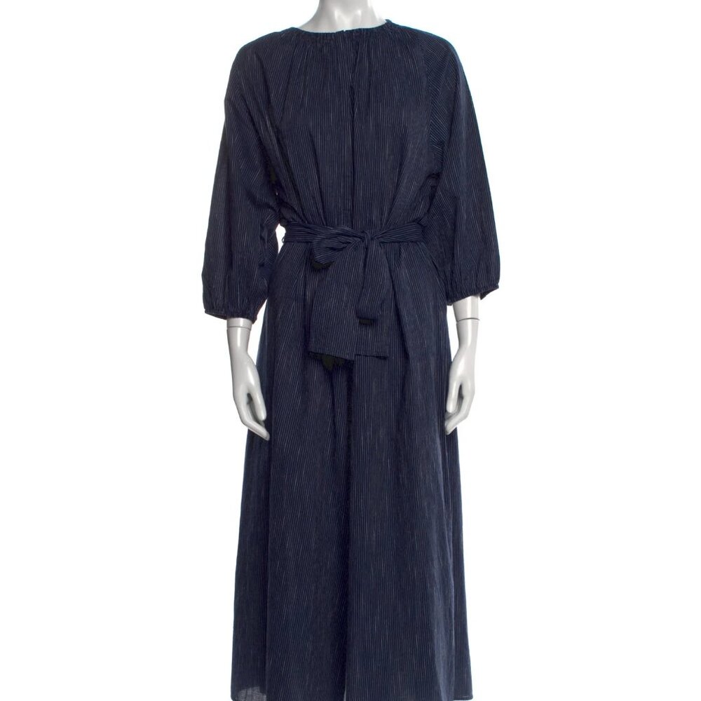 Apiece Apart Isla Wide Leg Jumpsuit 100% Cotton Navy Stripe 4 - Picture 2 of 9